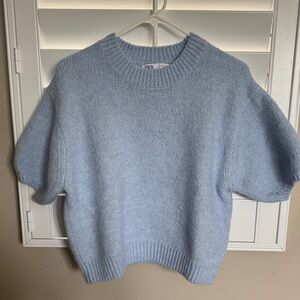 Zara Soft Blue short sleeve sweater
